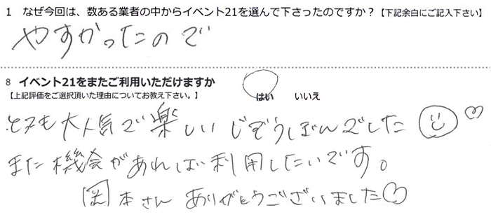 �₷�������̂ŁB�ƂĂ���l�C�Ŋy�����n���~�ł����B�܂��@�����Η��p�������ł��B���{���񂠂肪�Ƃ��������܂����B