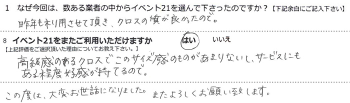 ��N�����p�����Ē����A�N���X�̎����ǂ������̂ŁB
�������̂���N���X�ł��̃T�C�Y���̂��̂����܂�Ȃ����A�T�[�r�X�ɂ�������x�D�������Ă�̂ŁB
���ɂ���܂���B
���̓x�͑�ς����b�ɂȂ�܂����B�܂���낵�����肢�v���܂��B