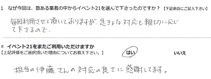 ���񗘗p�����Ē����Ă���܂����A�}����ȑΉ����e�؂ɉ����ĉ�����̂ŁB
�S���̈ɓ�����̑Ή��̗ǂ��Ɋ��ӂ��Ă܂��B