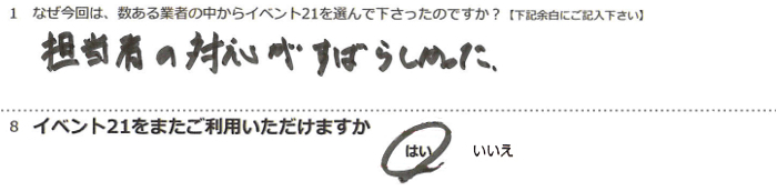 �S���҂̑Ή������΂炵�������B