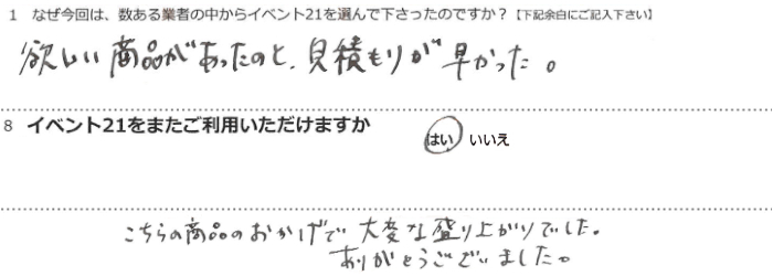 �~�������i���������̂ƁA���ς��肪���������B
������̏��i�̂������ő�ςȐ���オ��ł����B���肪�Ƃ��������܂����B