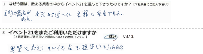 �ړI�̏��i���������B��Ђ���߂��̂Ƌ��z���Ó��ł������B
�v�]�ɉ����ăL���C�ȕi��񋟂��Ă���������߁B